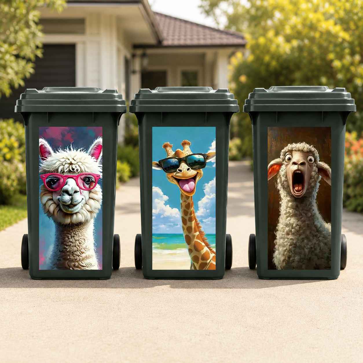 Funny Animal Wheelie Bin Stickers